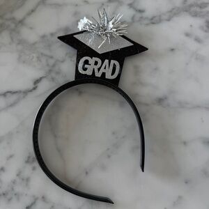 Graduation 'Grad' Kids Headband in Black and Silver